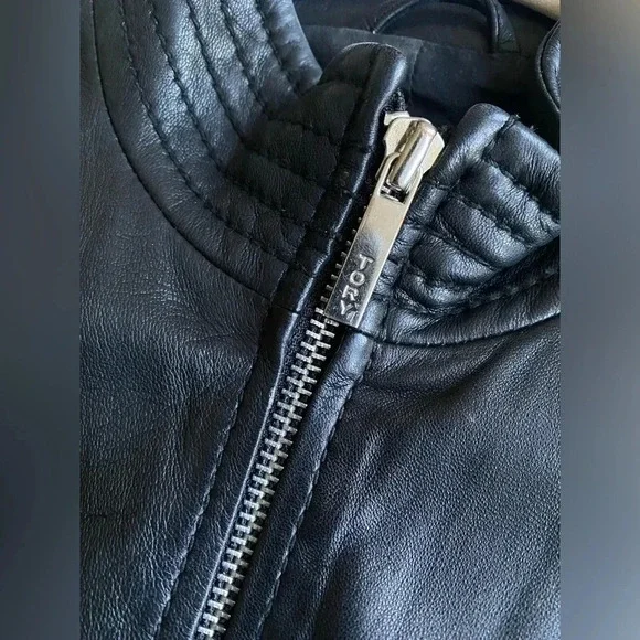 Tory Burch Leather Jacket Women’s Moto Biker Black Zip Up